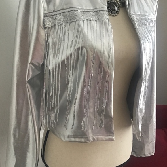 Vintage crop 80’s metallic chain jacket - Picture 4 of 8